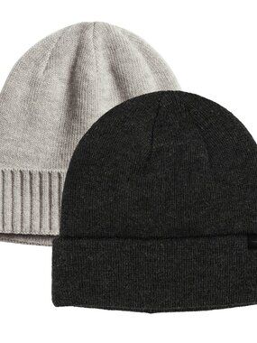 Men's Dockers 2-pc. Microcheck Beanie Set (Black, Heather Grey)